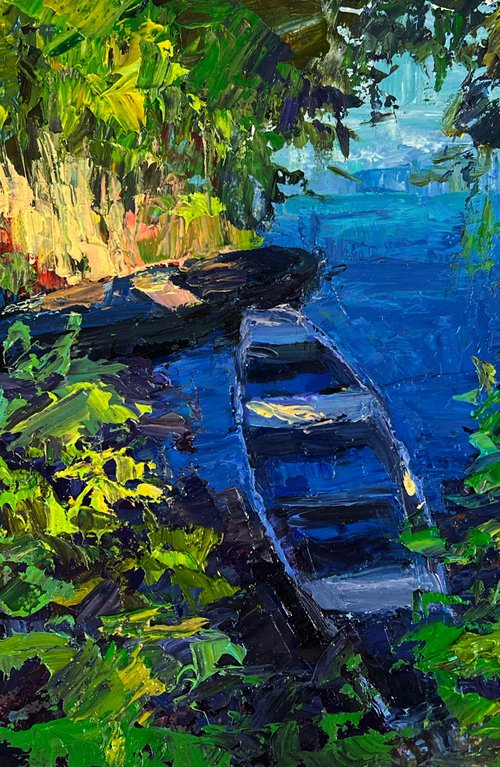 Boats on a Summer Lake by Boris Serdyuk