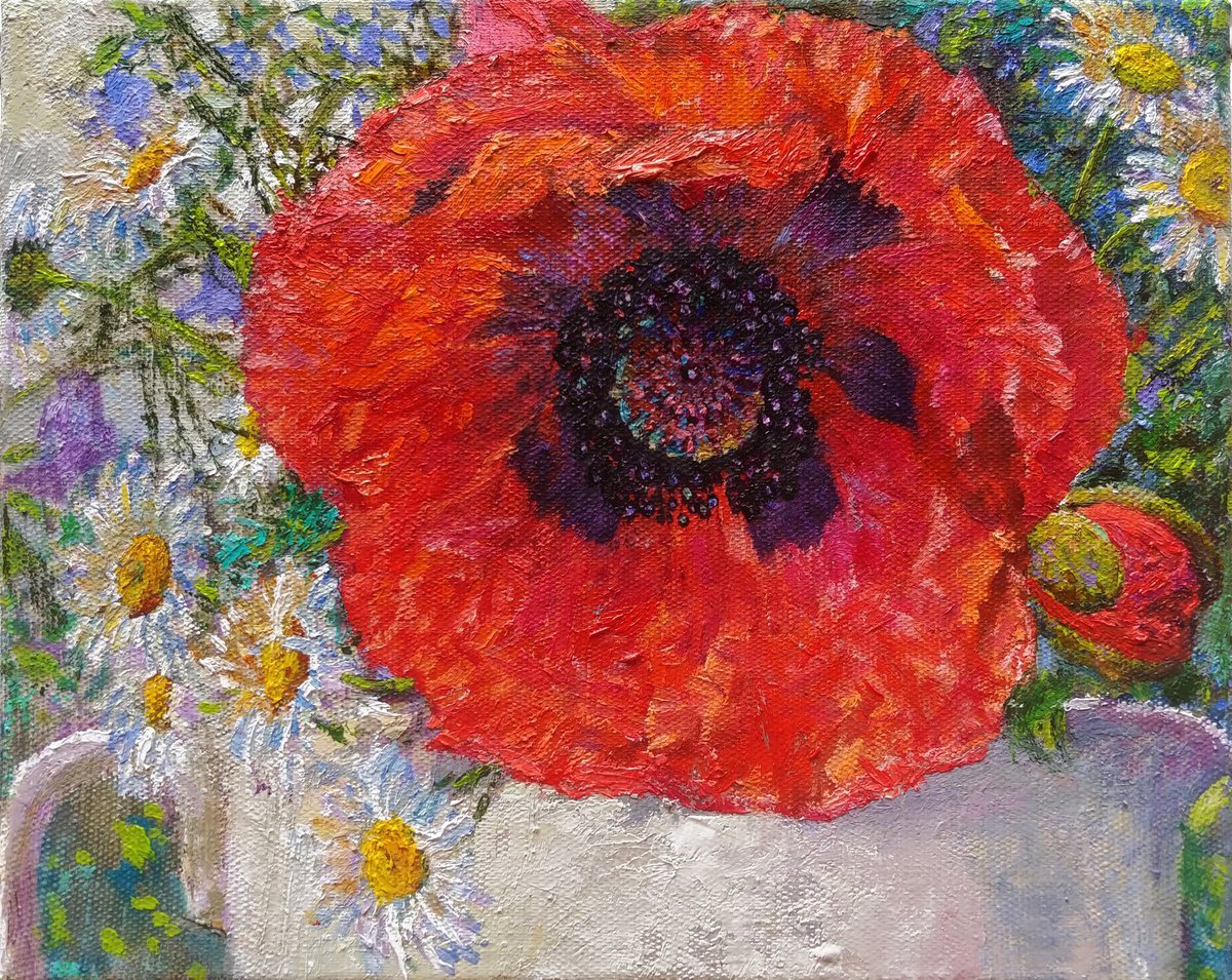Poppy Flower By Svitlana Gunchenko, 12 X 10, Artwork For Sale On Artfinder