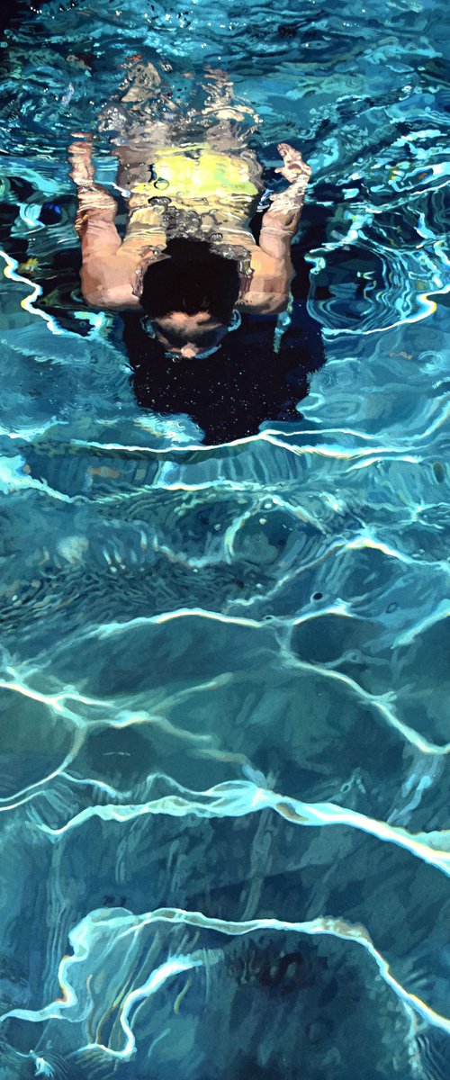 Solace V - Swimming Painting by Abi Whitlock