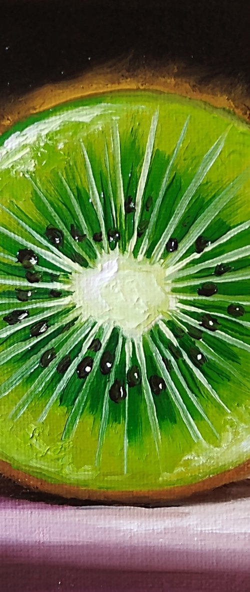 Kiwi slice   framed still life by Jane Palmer Art