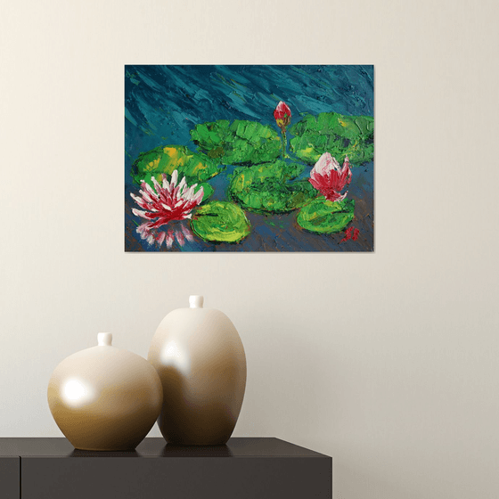 WATER LILIES, II / ORIGINAL OIL PAINTING