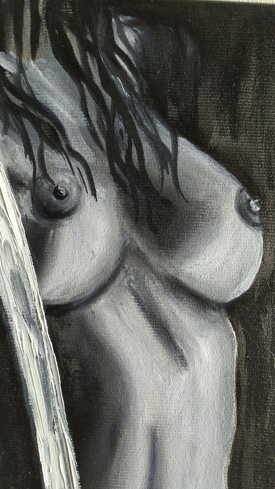 Hi, my dear! original nude erotic girl oil painting, gift art.