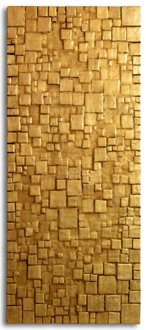 Cobblestones #06 | Gold Textured Wall Sculpture