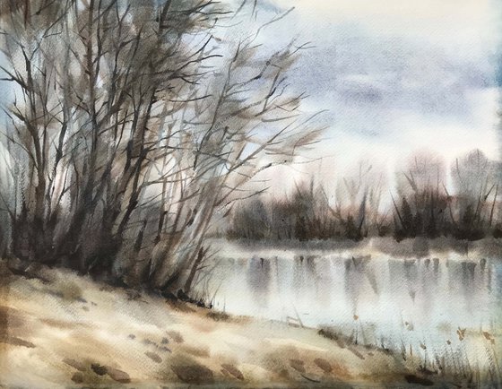 Cold spring.  one of a kind, original watercolour