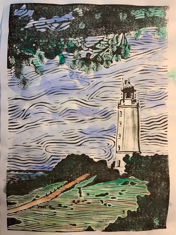 Lighthouses - Dornbusch Hiddensee - watercolored version
