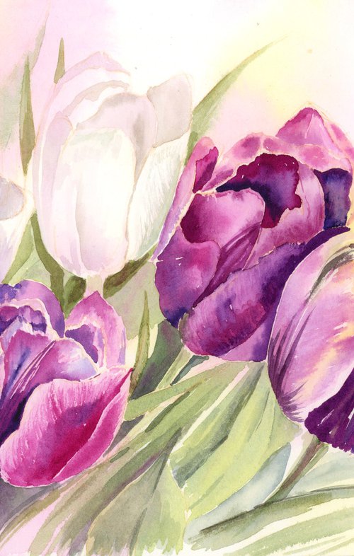 Purple Tulips Fantasy by Olga Koelsch