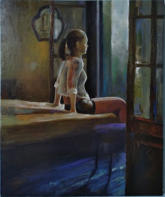 Young girl 60x50cm ,oil/canvas, impressionistic portrait