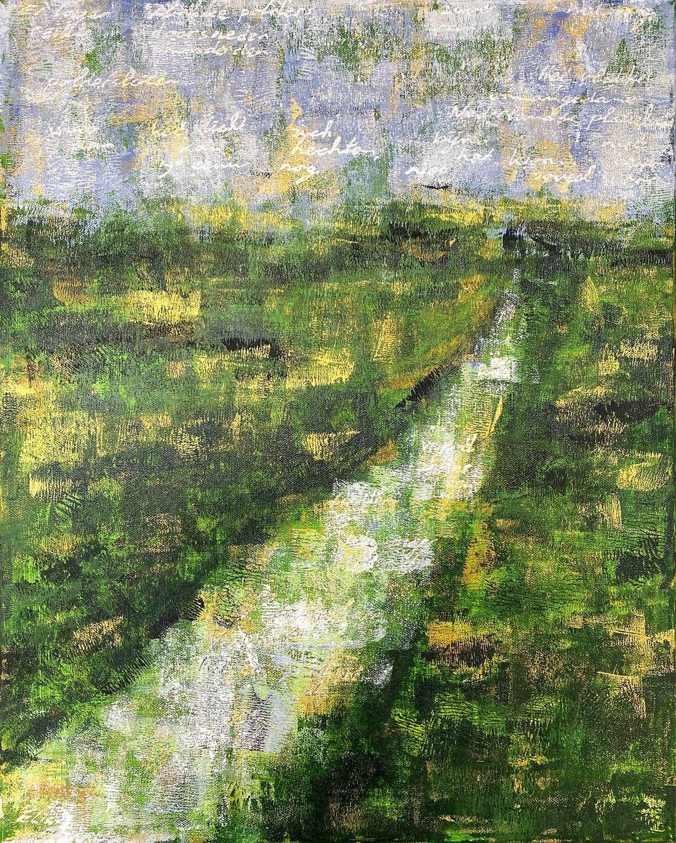 Impressionistic Landscape Acrylic Painting By Elise Eekhout, 17 X 21, Escaped Land 13, Original Artwork