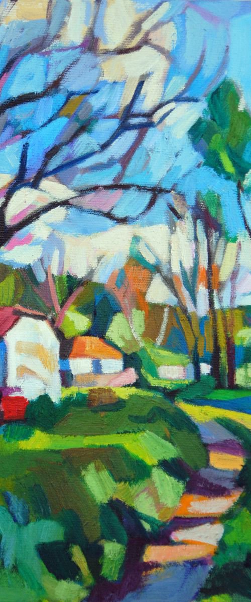 Village landscape / 40 x 30 cm by Maja Đokić Mihajlović