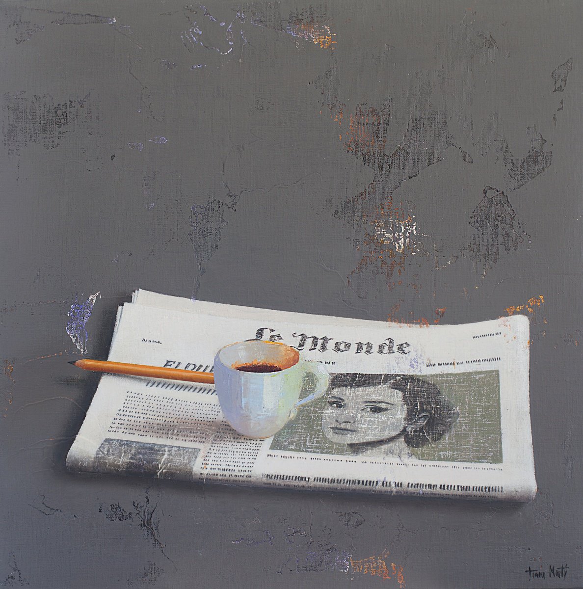 Graphic Oil Painting , News Ii By Tomasa Martin, 16 X 16, Artwork For Sale On Artfinder