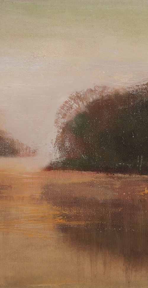 Foggy on the river 20x16 inch Contemporary Art by Bo Kravchenko by Bo Kravchenko