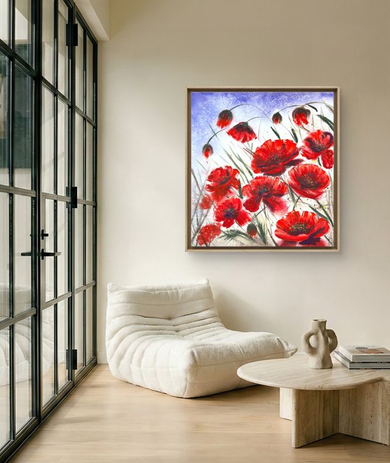 Big Size Red Wild Poppies