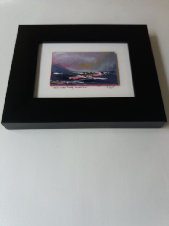 West Coast Study- 2016/12 #3 Atmospheric Scottish Seascape - Small Framed Oil Painting 14 x 9.7cm (5.5 x 3.81 Inches)