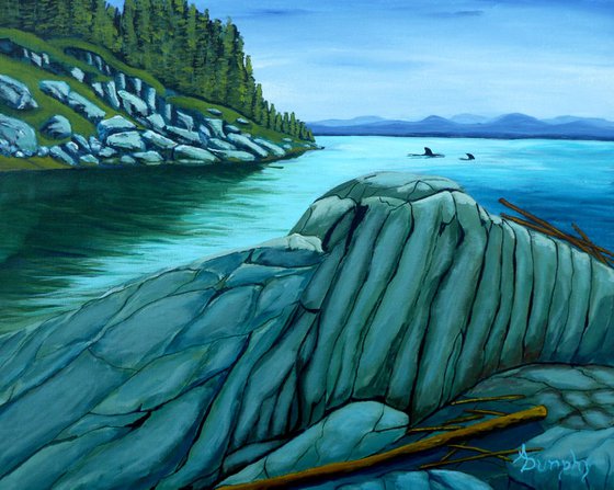 Acrylic Mountain Painting on Canvas 16x20, Canada Mountain, Winter