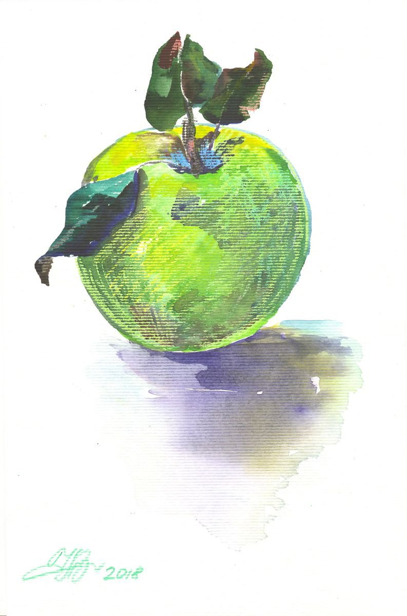 Green apple #2. Sketch. by Alla Cherniavska