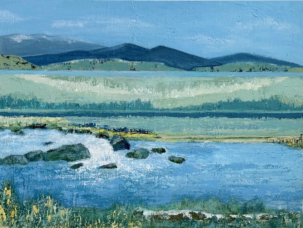 Abstract Landscape Acrylic Painting By Benna Holden, 40 X 30, Up On Cripple Creek, Original Artwork