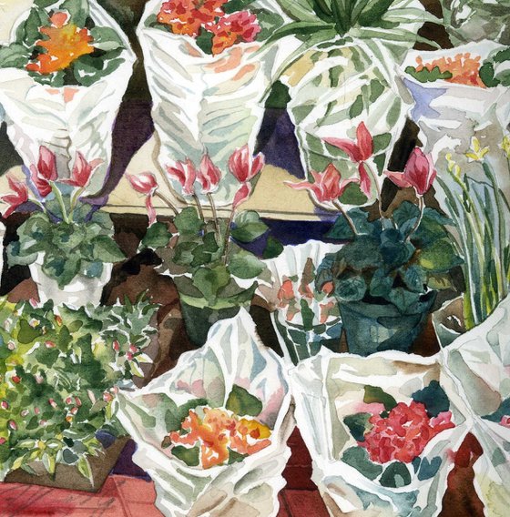 flower market watercolor