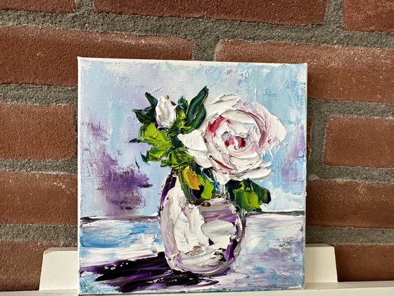 White Rose deep impasto