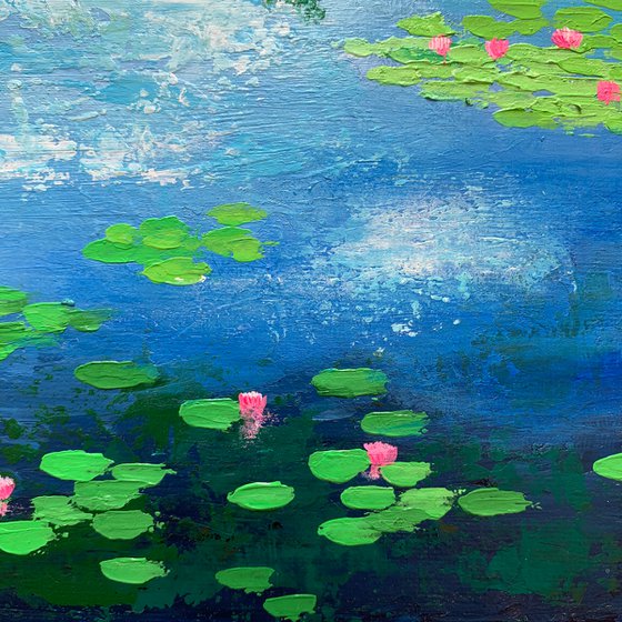 Monet’s water lilies ! Small knife painting!