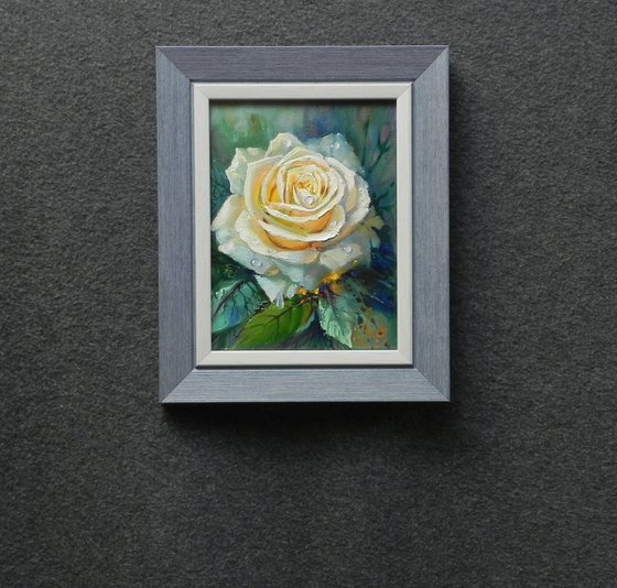 "White Rose" Original art Framed