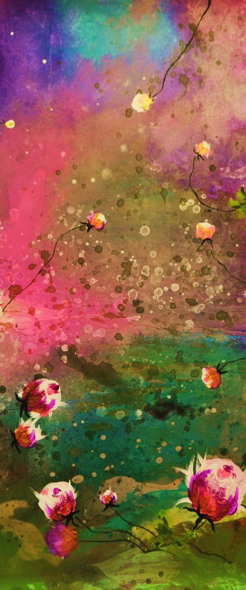 Floral abstract " Lush in paradise" gift for Mary by Henrieta Angel