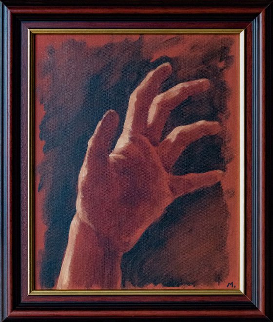 "Hand study 4" - Small oil sketch - 22X27 cm - FRAMED
