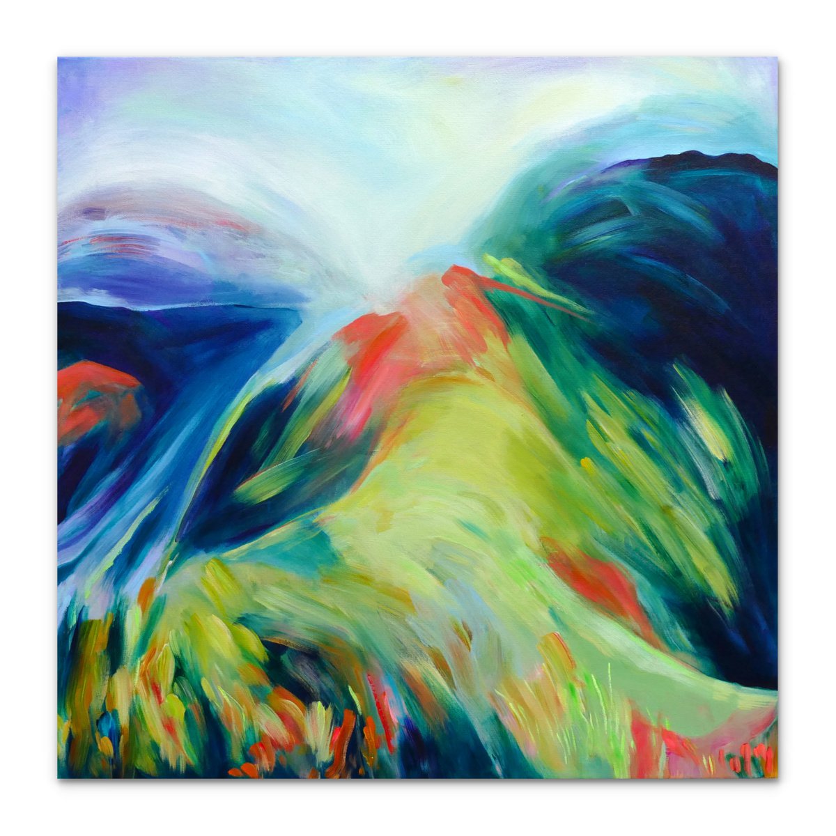 Expressive Landscape Acrylic Painting By Alanna Eakin, 28 X 28, Chasing The Light, Original Artwork