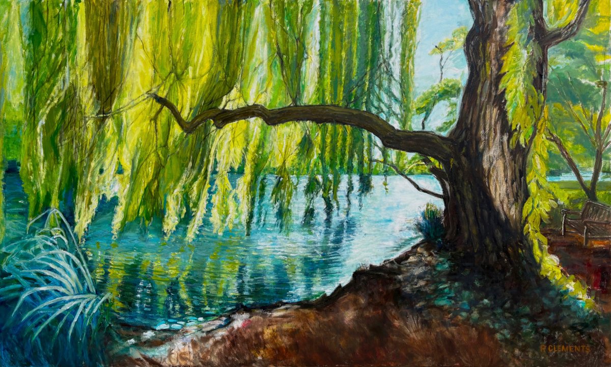 Impressionistic Landscape Oil Painting By Patricia Clements, 60 X 36", Syon Park Revisited, Original Artwork