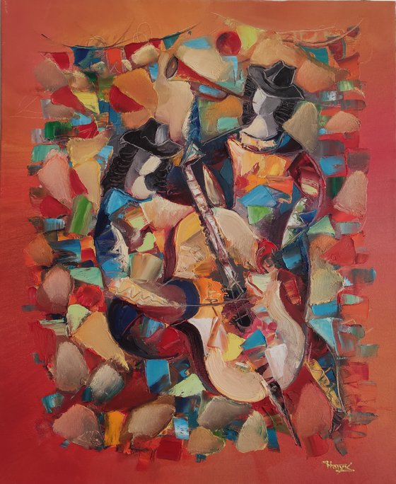 Jazz (60x50cm ,oil/canvas, abstract art, ready to hang)