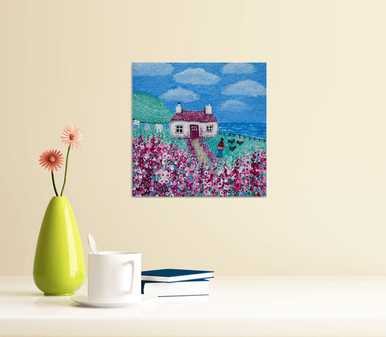 Seascape - Landscape “Hollyhock Cottage” sea, cottage, garden