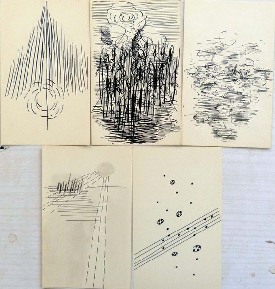 Country Impressions, 5 ACEO drawings 7,5x12 cm