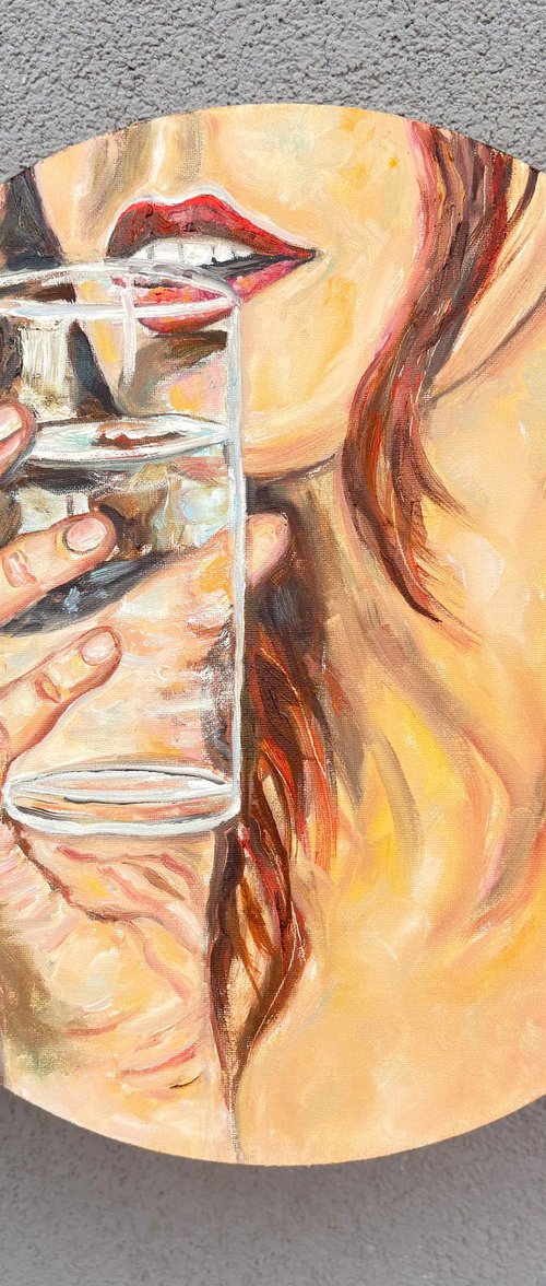 A Girl with a Glass of Water by Katia Ricci