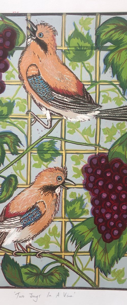 Two Jays In A Vine by Marian Carter