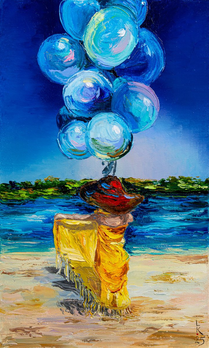 Impressionistic Portrait Oil Painting By Liubov Kuptsova, 12 X 20", Little Explorer, Original Artwork