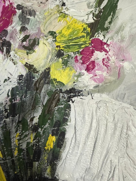 Black & White Lovers with Palette Knife