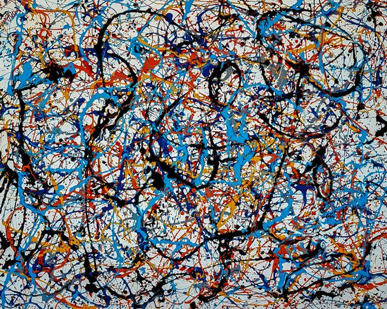 - Samick - (W)120x(H)96 cm. Style of JACKSON POLLOCK. Abstract Expressionism Painting