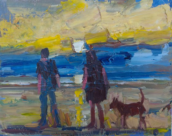 Evening walk with the dog