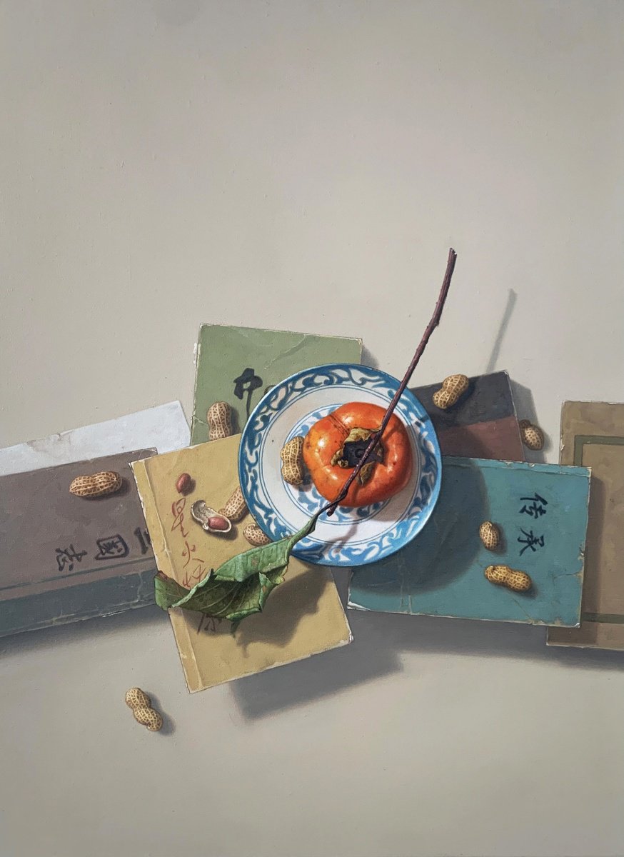 Photorealistic Still Life Oil Painting By Kunlong Wang, 24 X 31", Still Life:zen Art C150, Original Artwork