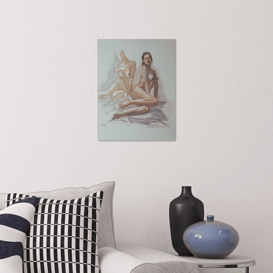 Seated female nude 2 poses