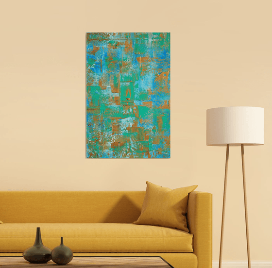 Blue Teal Gold Abstract