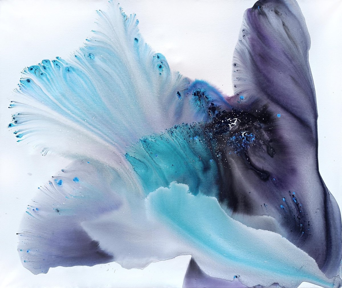 Abstract Botanical Acrylic Painting By Muriel Napoli, 47 X 39", Nature 478, Original Artwork