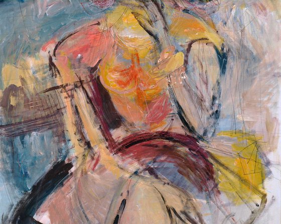 Woman sitting (a Post Picasso comment) 37 x 61 in