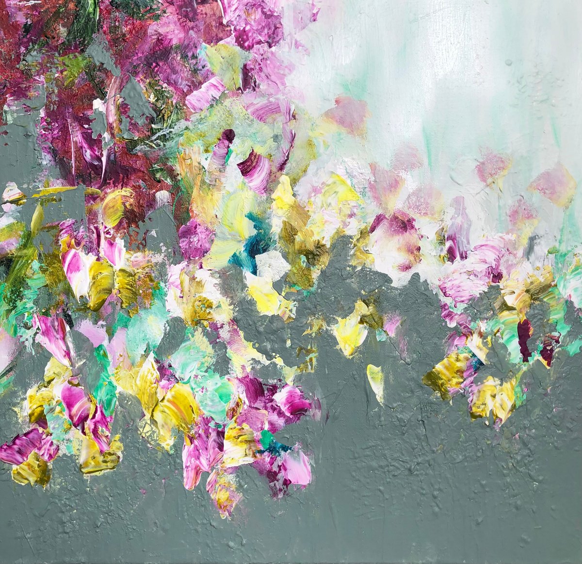 Expressive Abstract Acrylic Painting By Michelle Carolan, 20 X 20", Spring Song, Original Artwork