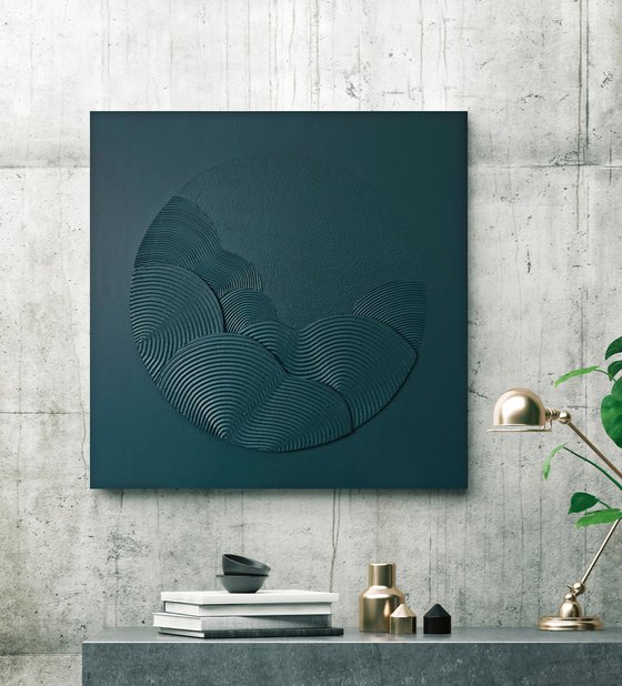 "Teal Waves" Abstract teal textured art