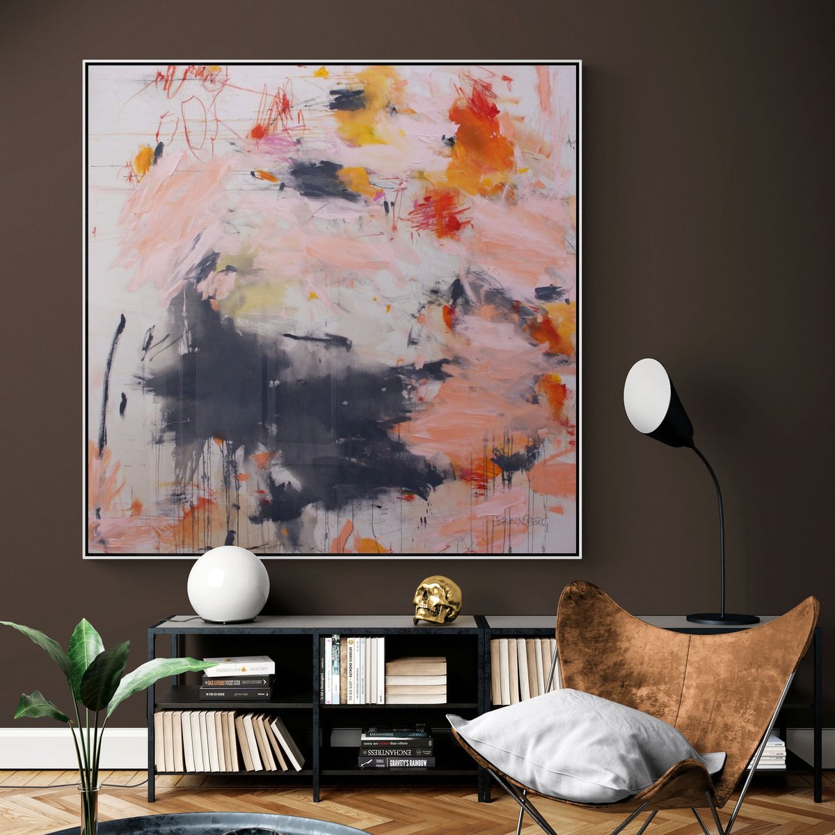 Expressive Abstract Painting By Daniela Schweinsberg, 63 X 63, Alpengluhen, Original Artwork