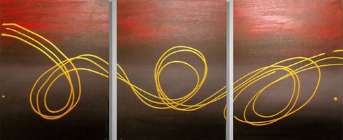 Gold Horizon abstract triptych by Stuart Wright