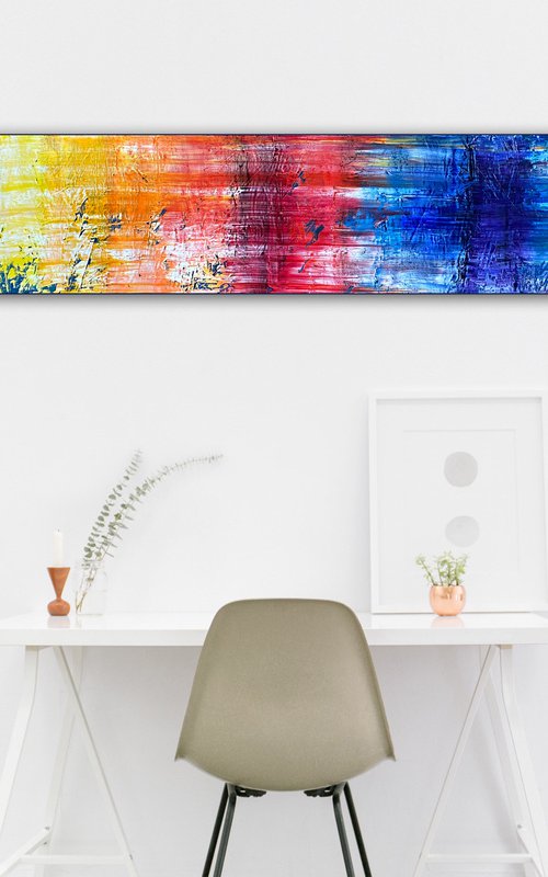 "Light Me Up" - Original PMS Oil Painting On Reclaimed Wood - 48 x 11 inches by Preston M. Smith (PMS)