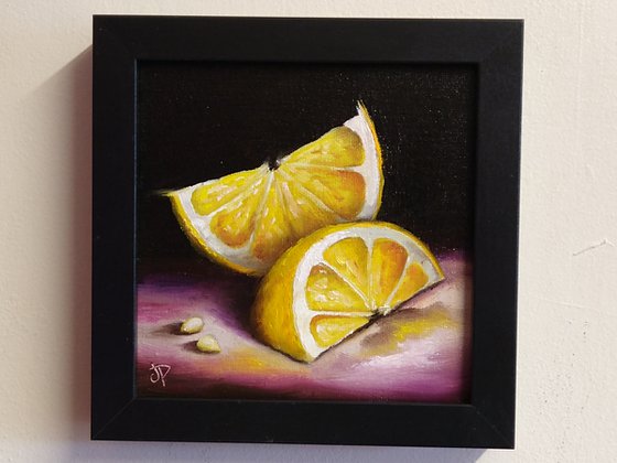 Lemon slices framed still life