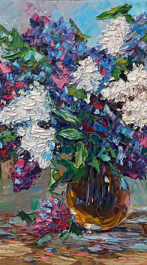 Lilacs(80x60cm, oil painting, palette knife) by Andranik Harutyunyan
