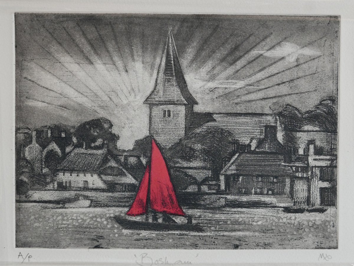 Illustrative Landscape Etchings & Engravings By Isabel Hutchison, 15 X 11, Bosham Harbour, Original Artwork